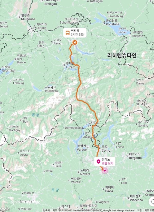 Zurich to Milan EC 열차